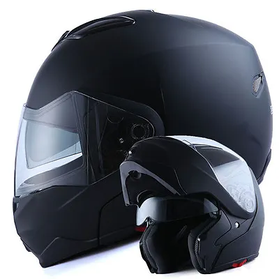 1Storm DOT Motorcycle Bike Modular Flip Up Full Face Helmet Sun Visor Matt Black • $59.95