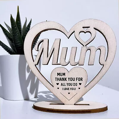 Engraved Mum Heart Birthday Mothers Day Gift For Mum Mummy Novelty Plaque • £3.99