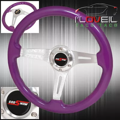 345mm 6 Bolt Purple Wood Grain 3 Spokes Steering Wheel + God Snow Horn • $65.99