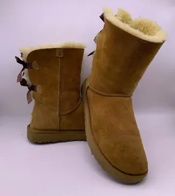 UGG Bailey Bow II Women's Boots Chestnut Brown Size 10 (1016225) • $49.99