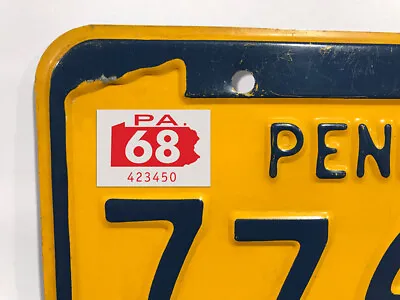 1968 Pennsylvania License Plate Registration Sticker YOM PA Tag • $14.95