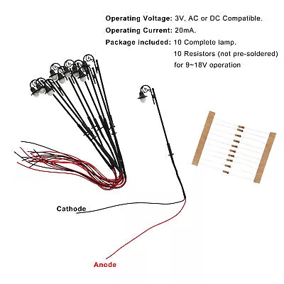 10pcs Model Trains HO Scale 1:87 Lamp Post Street Lights LEDs 6.8cm LYM39 • $19.99