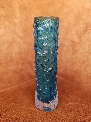 £59.99 • Buy Vintage Whitefriars Geoffrey Baxter Kingfisher Blue Bark Small Glass Vase 14.5cm