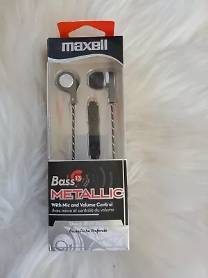 Maxell Bass 13 Metallic Earbuds With Mic & Volume Control Black Deep Rich Bass  • $8.88