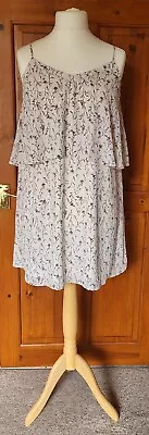 Ladies Miss Selfridge Cream Floral Tiered Flapper Style Dress Size 10 • £6