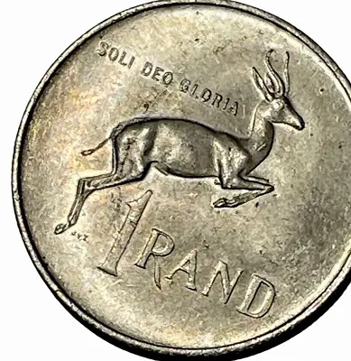 1967 South Africa 0.900 Silver 1 Rand Coin KM 72.1 B2-27 One Year Type Springbok • $23.94