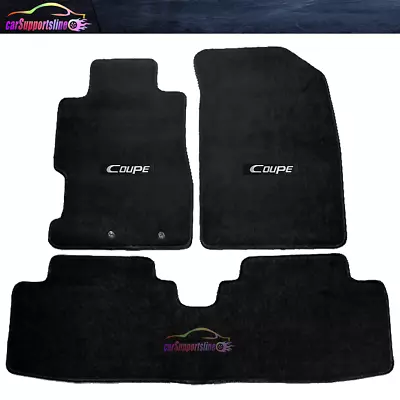 Fit For 01-05 Honda Civic Black Nylon Floor Mat Front Rear Carpet W/ White Coupe • $58.99