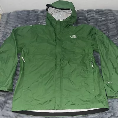 THE NORTH FACE Jacket XL Hyvent DT Hooded Rain Windbreaker Packable Green Flawed • $25