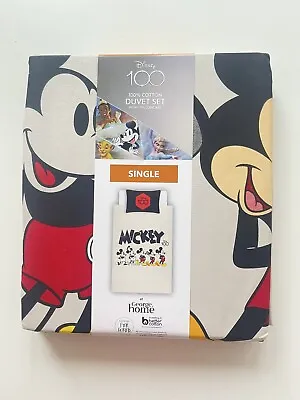 Disney Mickey Mouse 100 Year Anniversary SINGLE Duvet Cover Set W135cm X L200cm • £22