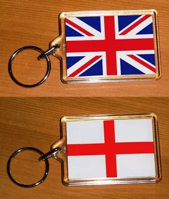 Union Jack Flag And England Cross Of St George Keyring Double Sided Key Ring • £1.99