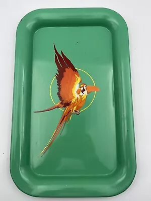 1950's Vintage Parrot Metal Serving Tray Green Mid Century Tray 9” X 14.25” • $12.40