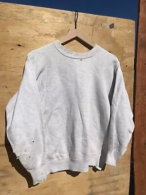 Vintage 50s Hanes Windshield Sweatshirt Distressed Cotton Small • $89