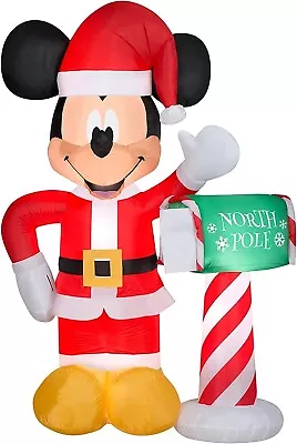 Disney Santa Mickey Mouse North Pole Mailbox 7' Christmas Holiday Inflatable • $89.95