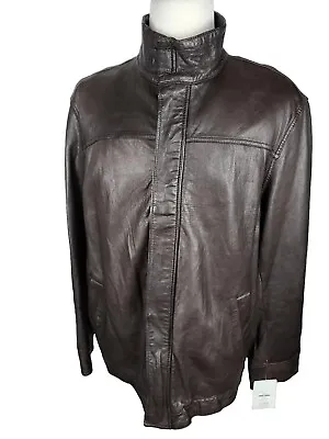 Merona Mens Sz XL Brown Color Soft Washed Leather Coat SH38 • $72