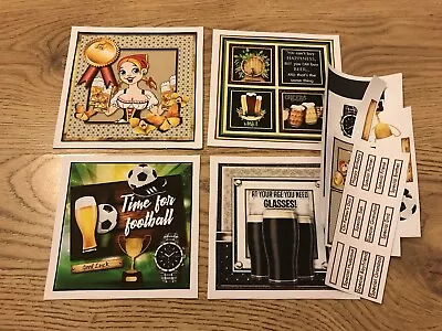 £2.99 • Buy Set Of 4 Handmade Male Birthday Card Toppers And Sentiments