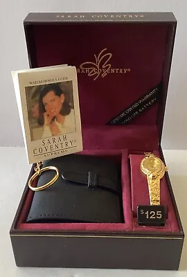 Vintage Sarah Coventry Supreme Goldtone Ladies Watch + Picture Pockets Keychain • $55