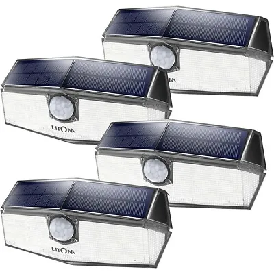 Litom 120 LED Solar Motion Sensor Light 4pc WL-BS120 - New & Sealed • $25