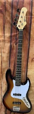 SALE - Effin Guitars Model EJB/SB Vintage Sunburst Jazz Style Bass Guitar • $107.59