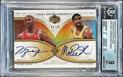 2006 Exquisite Michael Jordan Magic Johnson DUAL ENSHRINEMENTS Auto /10 BGS 9! • $7850