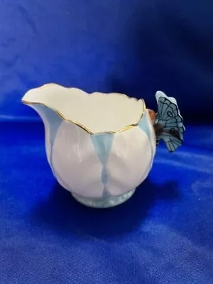 Original Vintage Aynsley BLUE Butterfly Harlequin Milk Jug B1322 PERFECT • £195