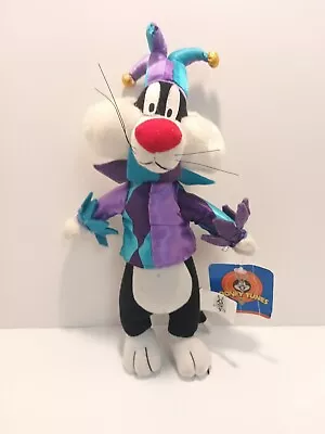 Vtg- 1997 Looney Tunes SYLVESTER The JESTER 12  Stuffed Plush Warner Bros W/Tag. • $8