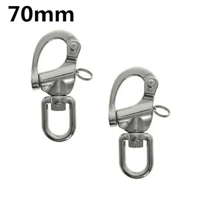 $14.99 • Buy 2pcs 70mm 316 STAINLESS STEEL SWIVEL SNAP SHACKLE - MARINE SAILING BOAT YACHT 