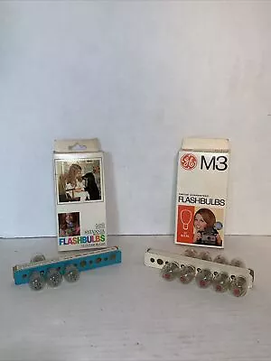 Vintage GE M3 9 Flashbulbs Camera Flash Bulbs And 4 Sylvania Blue Dot Mixed Lot • $13