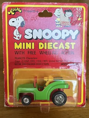 1965 Aviva Snoopy Mini Diecast Woodstock In Love Green Dune Buggy Car 1:64 RARE • $34.99