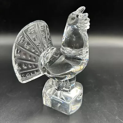 Vintage Hadeland Crystal Turkey Rooster Paperweight Figurine Norway 4.75” • $15