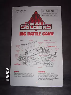 Small Soldiers Big Battle Board Game Instruction Booklet • $5