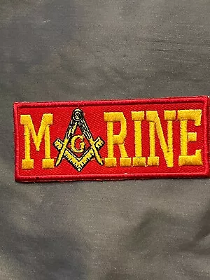 Masonic Marine Square Compass Red Patch Iron Sew Freemason Fraternity NEW! • $7.95