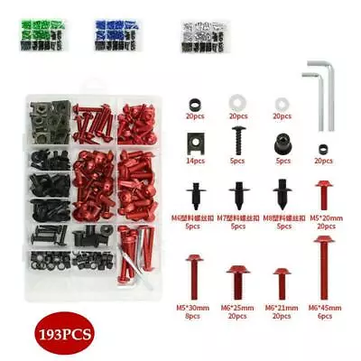 193PCS Motorcycle Fairing Windshield Body Bolts Clips Pins Panel Screws Durable • $31.14