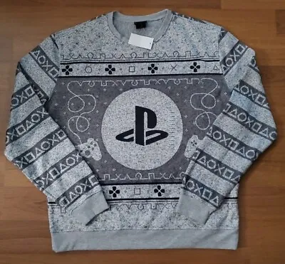 NEW Playstation Logo Controller Ugly Christmas Holiday Grey Sweater XL • $25