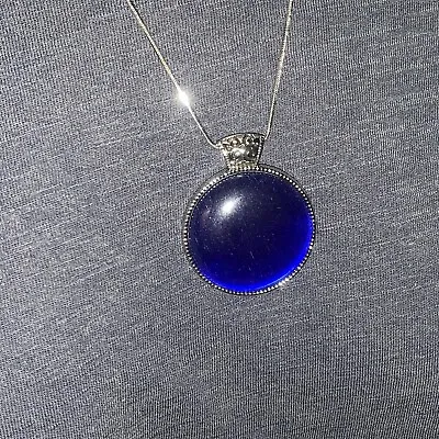 Montana Silver Smith Blue Lapis Moon Glow Stone Pendant Necklace NWOT   ❤️tb • $125