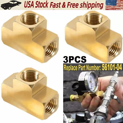 56101-04 Brass Pipe Fitting Barstock Tee 1/4  NPT Female Pipe Oil Water Gas 3pcs • $17.99