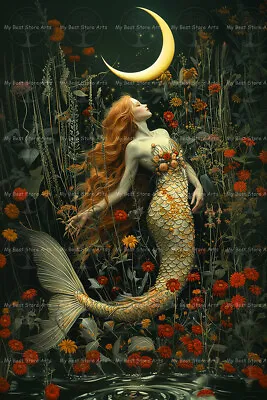 UNDERWATER MERMAID ART PRINT Decor Siren Poster Cottagecore Ocean Fantasy D362 • $9.95