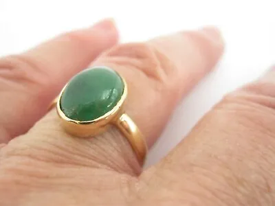 18ct Gold Emerald Gemstone Cabochon Ring UK Size O • £499