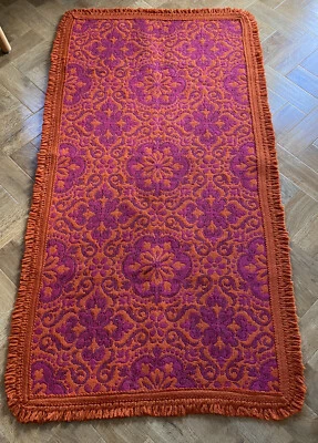 £105 • Buy Vintage Retro 60/70’s Woven Wool Rug/Runner  Orange,Pink,Purple Pattern, Prop