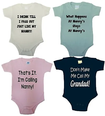 £4.99 • Buy Funny Baby Bodysuit Baby Vest Babygrow Nanny Grandad Baby Shower Gift Idea Uk