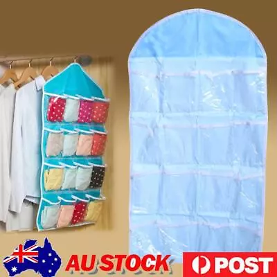 16 Grids Wall Storage Bag Dustproof Clear Hanging Bag For Bathroom Living Room • $8.79