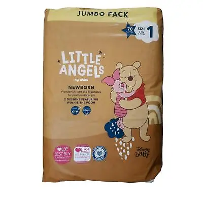 Little Angels Size 1 Nappies NewBorn Disney Jumbo 70 Pack • £7.79