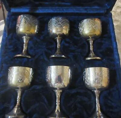 EPNS Silver Plate Miniature Goblets In Velvet Casing • £20