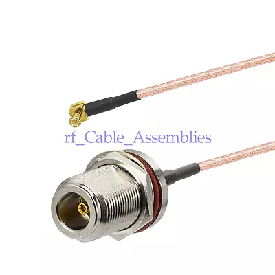 N Female With Nut To MCX Male Plug Right Angle Pigtail RG316 Cable 20cm For WiFi • $5.44