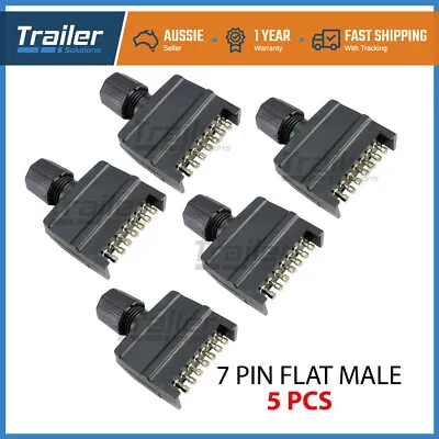 5x Trailer Plug 7 Pin Flat Male Adaptor Caravan Boat Car Connector Part Adapter • $21.95