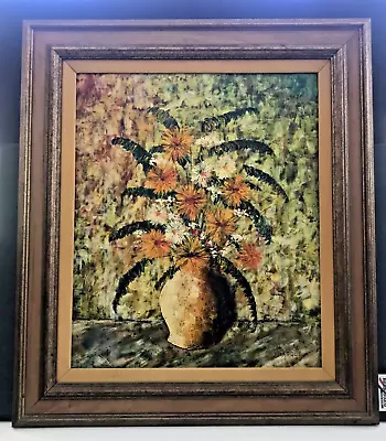 J. Marque French Mid-Century Modern Original Oil Painting Floral Still Life • $499.99