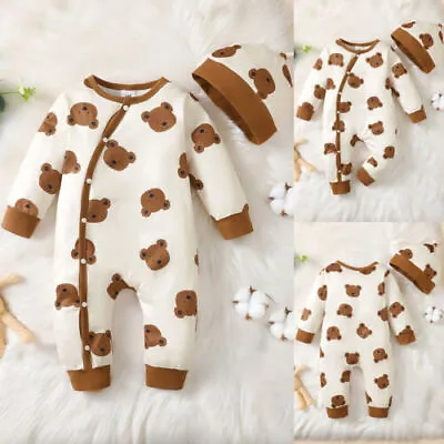 Newborn Baby Boy Girl Bear Cute Romper Tops Pants Jumpsuits Clothes Outfits Set • £8.19