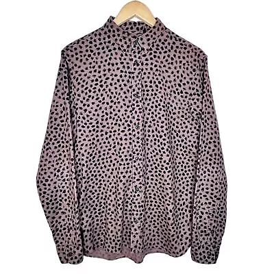 AllSaints Mens Orleans Long Sleeve Leopard Print Shirt Small Button Down Brown • $44.95