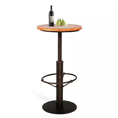LOKKHAN 42  Tall Rustic Industrial Bar Table-19.68  Dia Round Wooden Top Meta... • $156.49