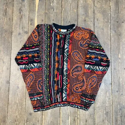 Coogi Jumper Knit Vintage Knitted Vapour Waaves Cosby Sweater Black Mens XL • £500