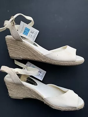 Marks And Spencer M&S Women’s Shoes BNWT Size 5 Cream Wedge Sandals • £14.95